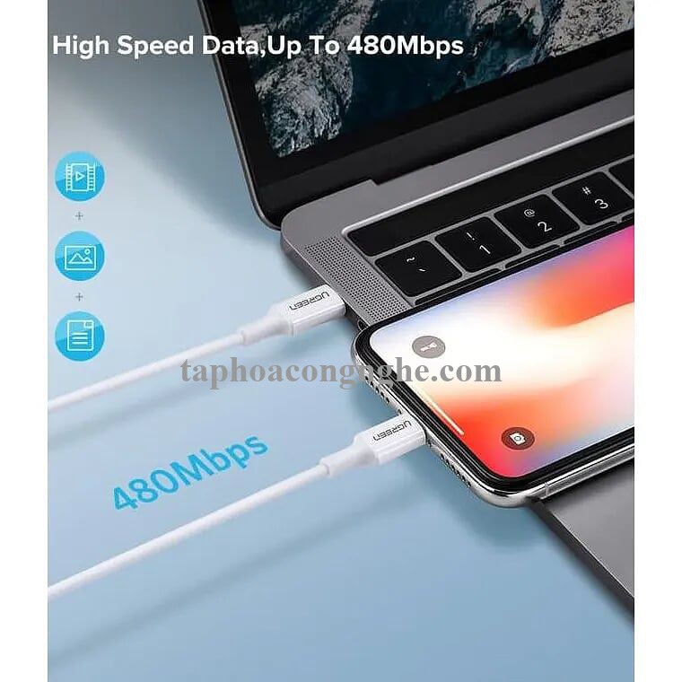 Ugreen 60746 25cm cáp usb type c ra apple lightning 0.25m màu trắng US171 30060746